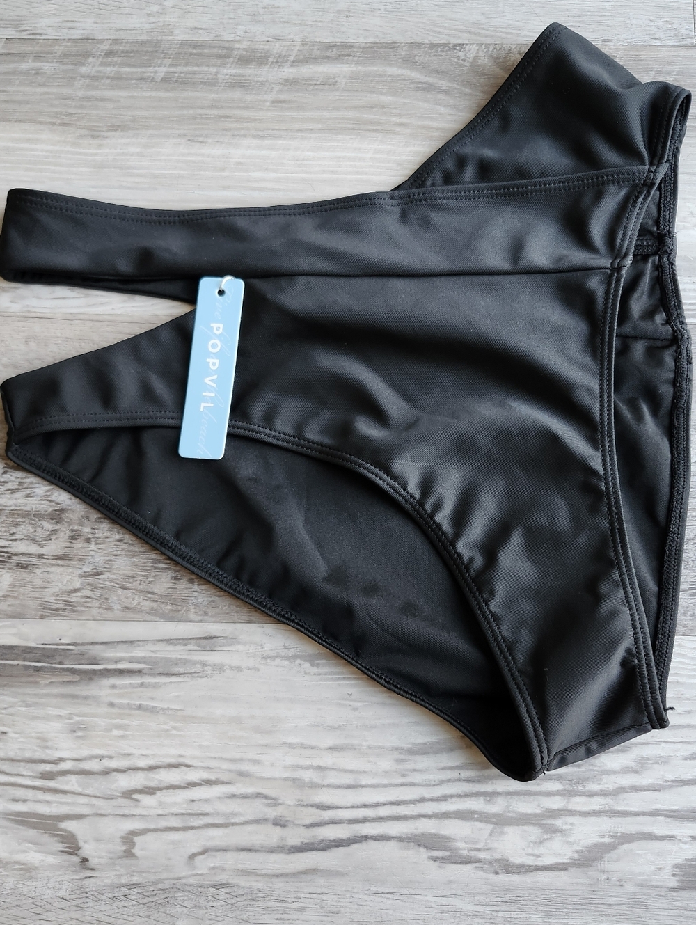 Popvil Black Cutout High Waist Bikini Bottoms Moderate NWT M